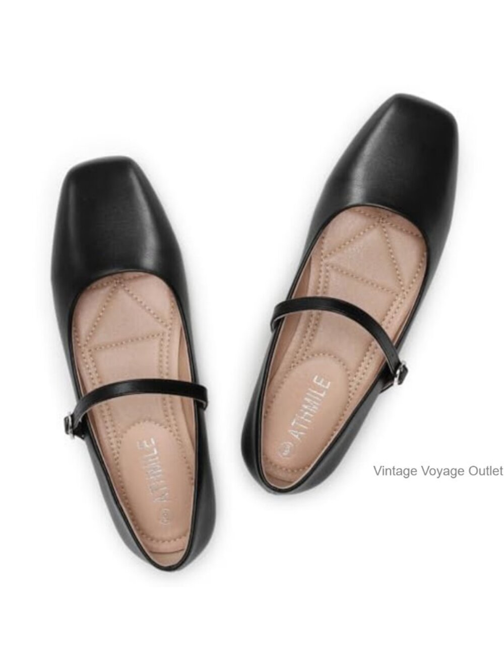 Women's Mary Jane Flats with Adjustable Buckle and Memory Foam Insole